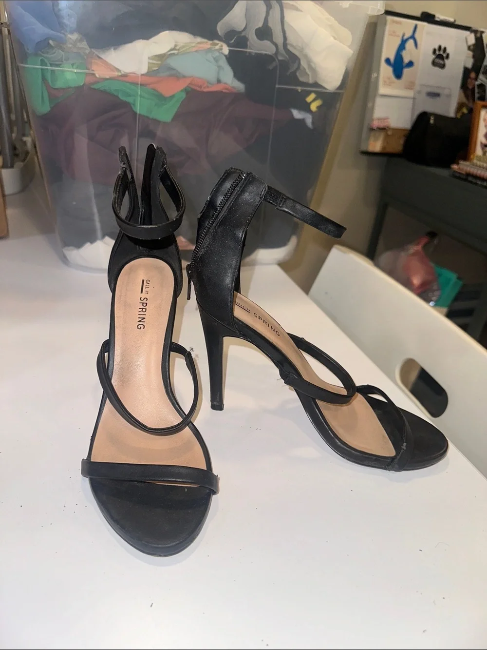 Call It Spring Black Strappy Ankle Strap Heels